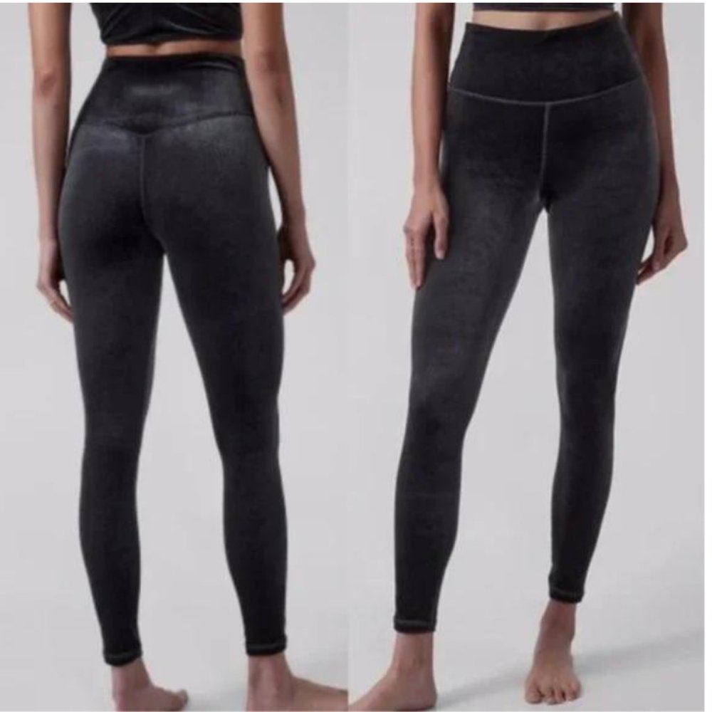Athleta Legging Elation Ultra High Rise Velvet Tight Womens Small Black Velour